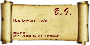 Backofen Iván névjegykártya