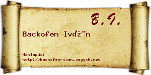 Backofen Iván névjegykártya